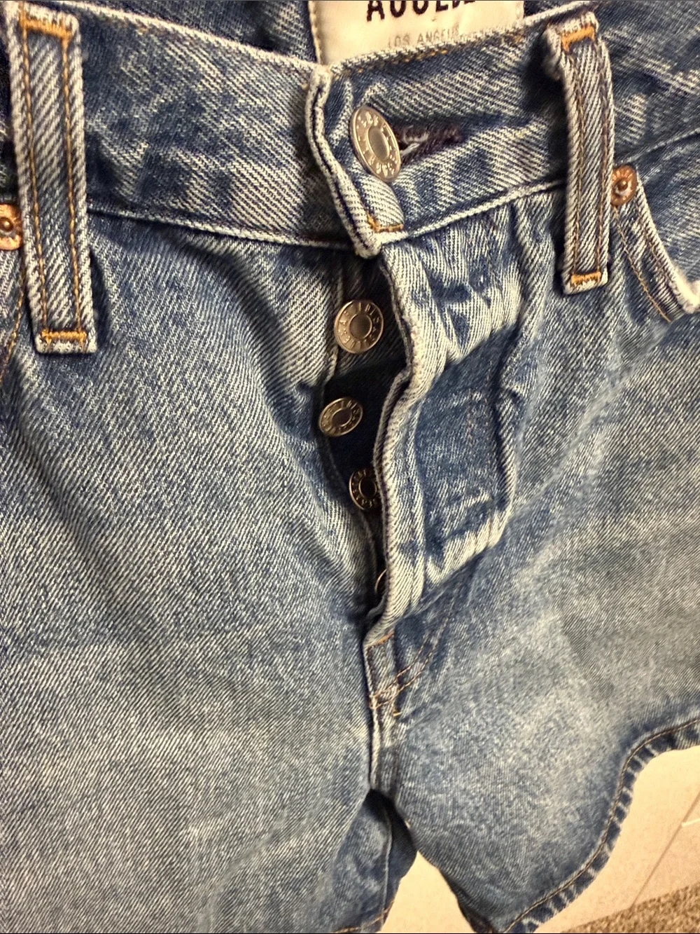 Agolde Medium Wash Blue Denim Shorts